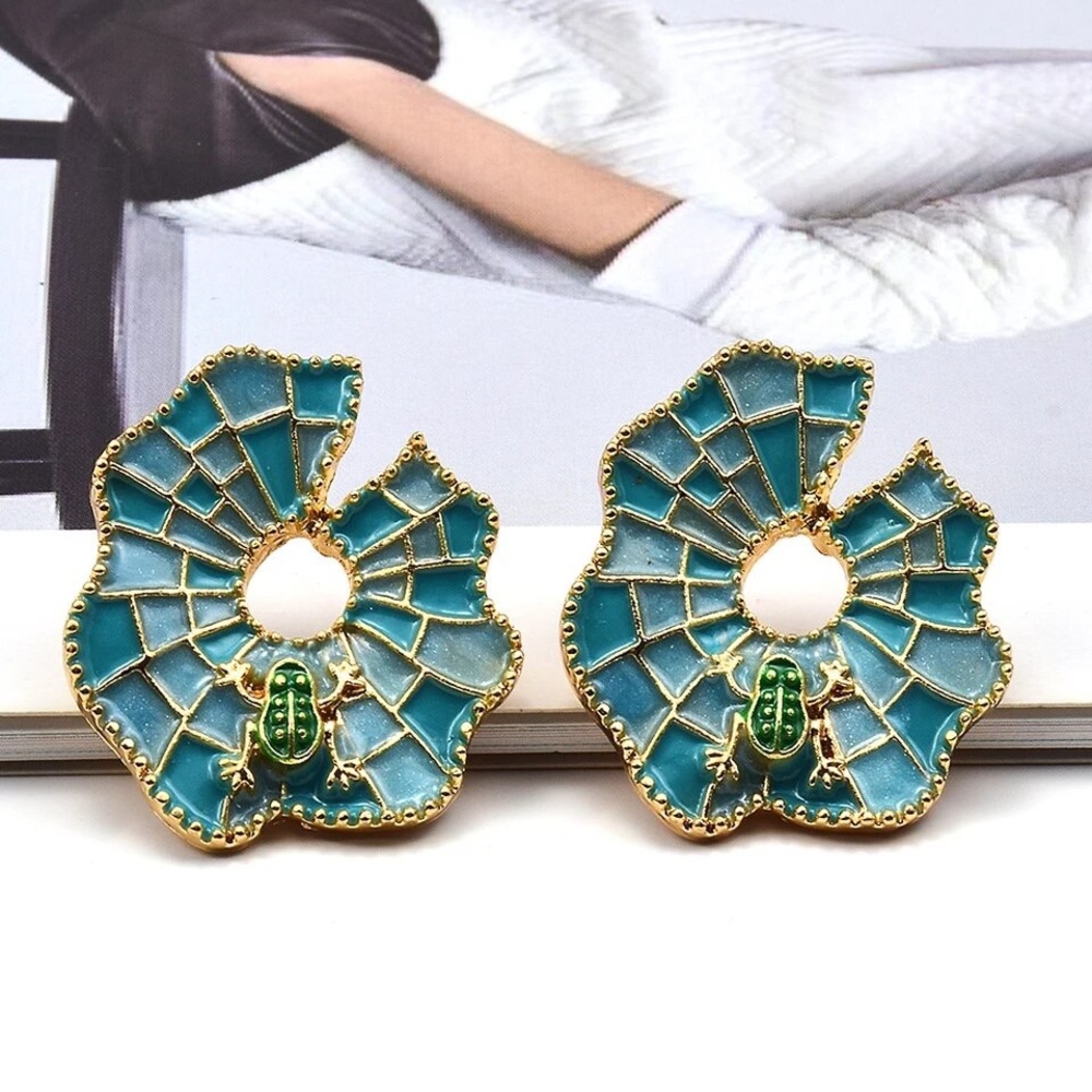 Golden Lily Pad Serenade Earrings